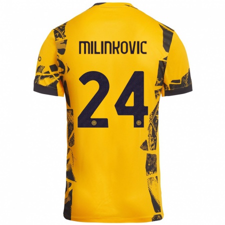 Kandiny Homme Maillot Marija Milinković #24 Doré Noir Troisieme 2024/25 T-Shirt