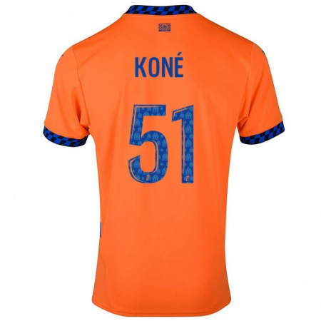 Kandiny Homme Maillot Ismaël Koné #51 Orange Bleu Foncé Troisieme 2024/25 T-Shirt