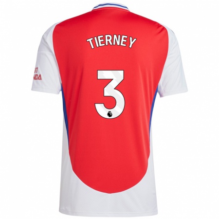 Kandiny Femme Maillot Kieran Tierney #3 Rouge Blanc Tenues Domicile 2024/25 T-Shirt