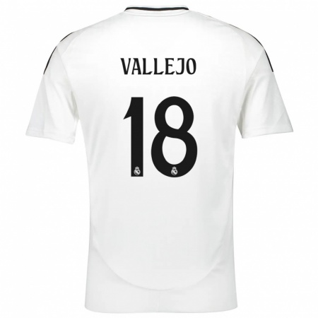 Kandiny Femme Maillot Jesús Vallejo #18 Blanc Tenues Domicile 2024/25 T-Shirt