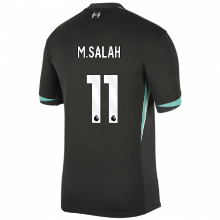 Kandiny Femme Maillot Mohamed Salah #11 Noir Anthracite Blanc Tenues Extérieur 2024/25 T-Shirt