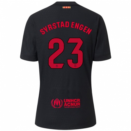 Kandiny Femme Maillot Ingrid Syrstad Engen #23 Noir Rouge Tenues Extérieur 2024/25 T-Shirt