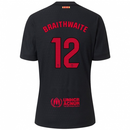 Kandiny Femme Maillot Martin Braithwaite #12 Noir Rouge Tenues Extérieur 2024/25 T-Shirt