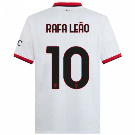 Kandiny Femme Maillot Rafael Leão #10 Blanc Noir Rouge Tenues Extérieur 2024/25 T-Shirt