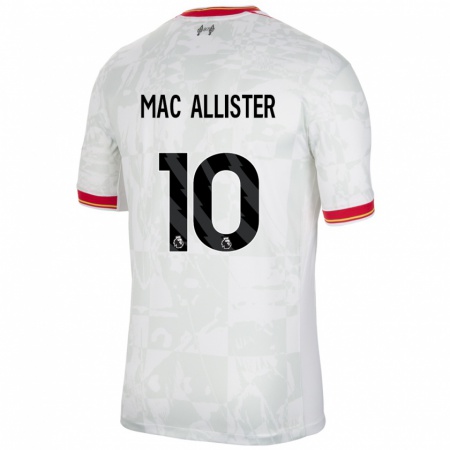 Kandiny Femme Maillot Alexis Mac Allister #10 Blanc Rouge Noir Troisieme 2024/25 T-Shirt