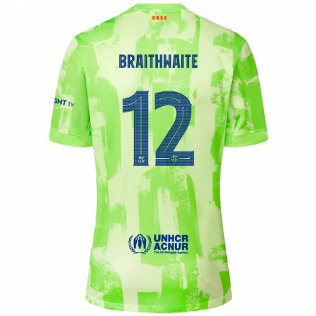 Kandiny Femme Maillot Martin Braithwaite #12 Citron Vert Troisieme 2024/25 T-Shirt