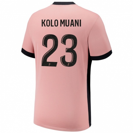 Kandiny Femme Maillot Randal Kolo Muani #23 Rouille Rose Troisieme 2024/25 T-Shirt