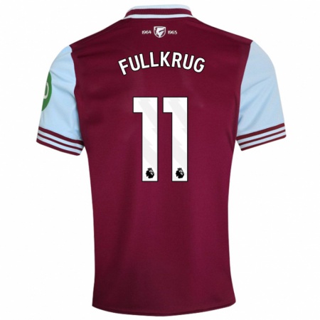 Kandiny Enfant Maillot Niclas Füllkrug #11 Rouge Foncé Tenues Domicile 2024/25 T-Shirt