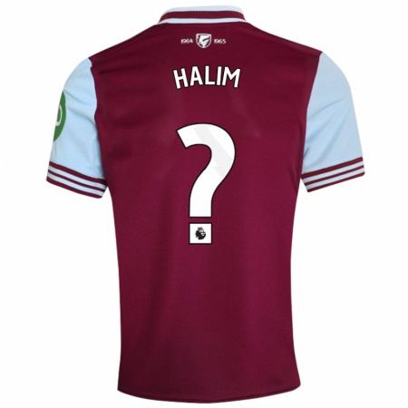 Kandiny Enfant Maillot Mehmet Halim #0 Rouge Foncé Tenues Domicile 2024/25 T-Shirt