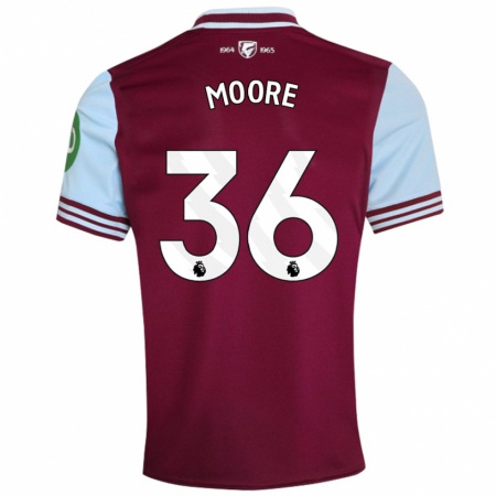 Kandiny Enfant Maillot Sean Moore #36 Rouge Foncé Tenues Domicile 2024/25 T-Shirt