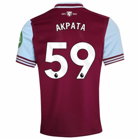 Kandiny Enfant Maillot Tyron Akpata #59 Rouge Foncé Tenues Domicile 2024/25 T-Shirt