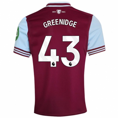 Kandiny Enfant Maillot Will Greenidge #43 Rouge Foncé Tenues Domicile 2024/25 T-Shirt