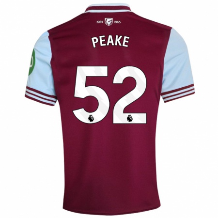 Kandiny Enfant Maillot Lennon Peake #52 Rouge Foncé Tenues Domicile 2024/25 T-Shirt