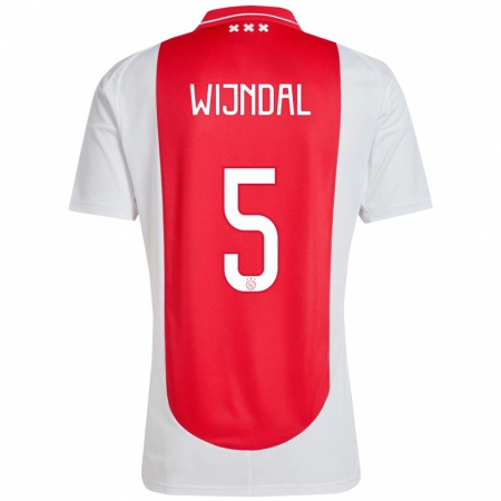 Kandiny Enfant Maillot Owen Wijndal #5 Rouge Blanc Tenues Domicile 2024/25 T-Shirt