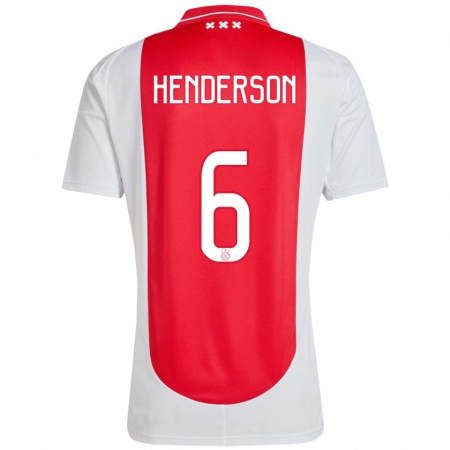 Kandiny Enfant Maillot Jordan Henderson #6 Rouge Blanc Tenues Domicile 2024/25 T-Shirt