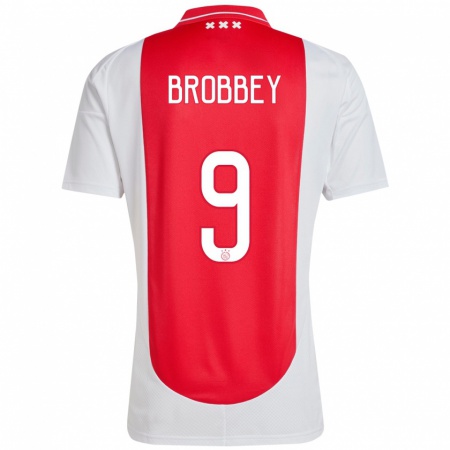 Kandiny Enfant Maillot Brian Brobbey #9 Rouge Blanc Tenues Domicile 2024/25 T-Shirt