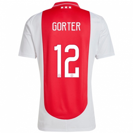 Kandiny Enfant Maillot Jay Gorter #12 Rouge Blanc Tenues Domicile 2024/25 T-Shirt