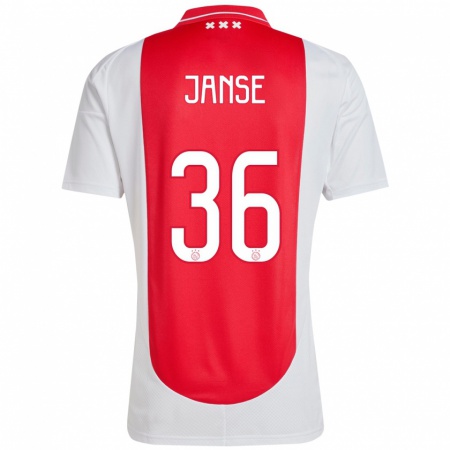 Kandiny Enfant Maillot Dies Janse #36 Rouge Blanc Tenues Domicile 2024/25 T-Shirt