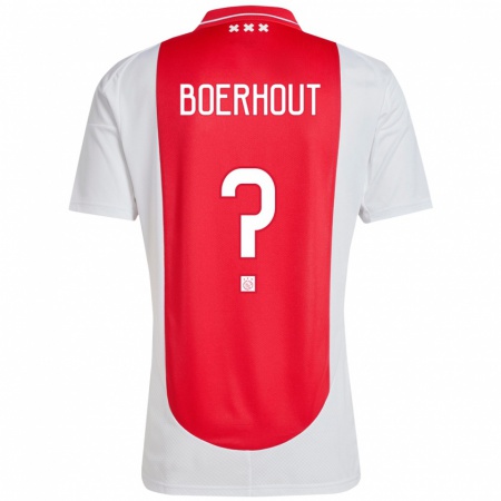 Kandiny Enfant Maillot Yoram Boerhout #0 Rouge Blanc Tenues Domicile 2024/25 T-Shirt