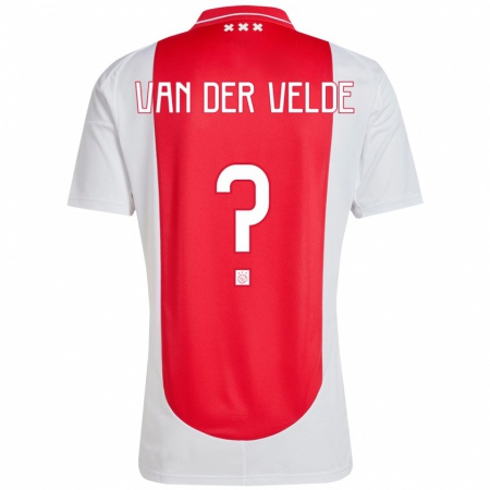 Kandiny Enfant Maillot Valentijn Van Der Velde #0 Rouge Blanc Tenues Domicile 2024/25 T-Shirt