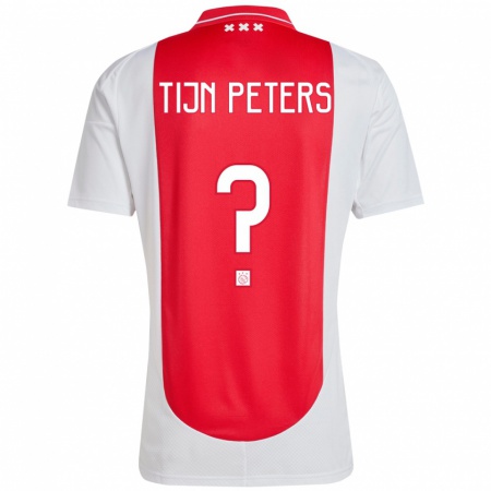 Kandiny Enfant Maillot Tijn Peters #0 Rouge Blanc Tenues Domicile 2024/25 T-Shirt