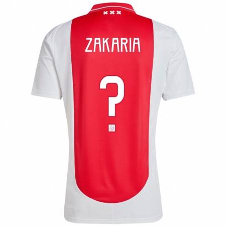 Kandiny Enfant Maillot Zakaria Ouazane #0 Rouge Blanc Tenues Domicile 2024/25 T-Shirt