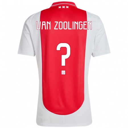 Kandiny Enfant Maillot Glenn Van Zoolingen #0 Rouge Blanc Tenues Domicile 2024/25 T-Shirt