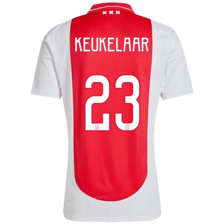 Kandiny Enfant Maillot Lotte Keukelaar #23 Rouge Blanc Tenues Domicile 2024/25 T-Shirt