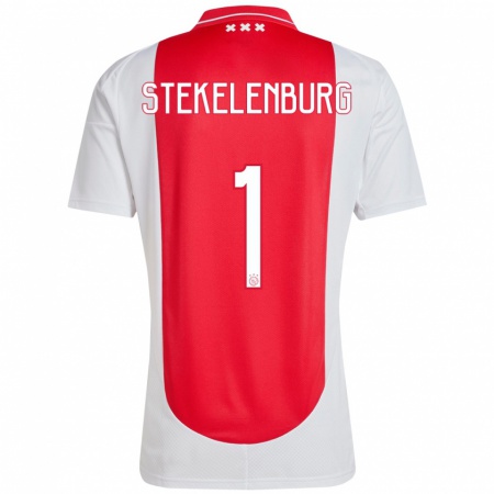 Kandiny Enfant Maillot Maarten Stekelenburg #1 Rouge Blanc Tenues Domicile 2024/25 T-Shirt