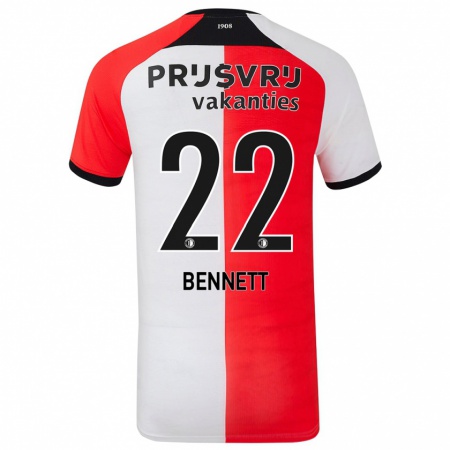 Kandiny Enfant Maillot Walter Bennett #22 Rouge Blanc Tenues Domicile 2024/25 T-Shirt