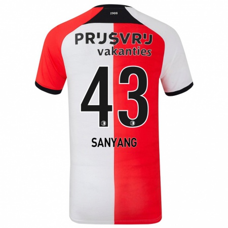 Kandiny Enfant Maillot Amadou-David Sanyang #43 Rouge Blanc Tenues Domicile 2024/25 T-Shirt