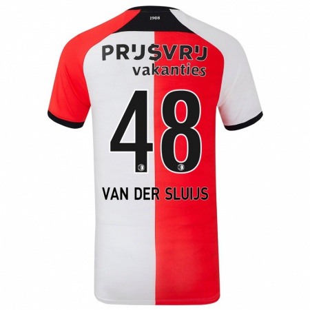 Kandiny Enfant Maillot Joep Van Der Sluijs #48 Rouge Blanc Tenues Domicile 2024/25 T-Shirt