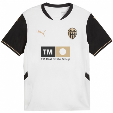 Kandiny Enfant Maillot Pablo Gozálbez #0 Blanc Noir Tenues Domicile 2024/25 T-Shirt