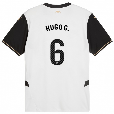 Kandiny Enfant Maillot Hugo Guillamón #6 Blanc Noir Tenues Domicile 2024/25 T-Shirt