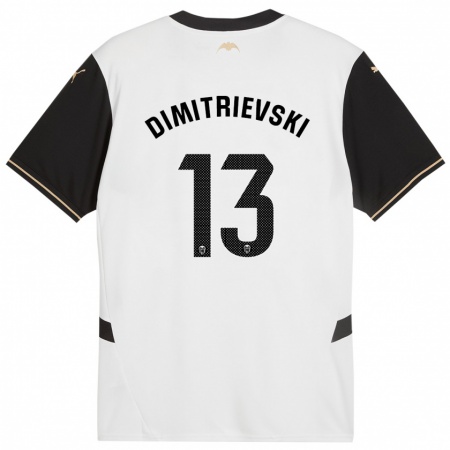 Kandiny Enfant Maillot Stole Dimitrievski #13 Blanc Noir Tenues Domicile 2024/25 T-Shirt