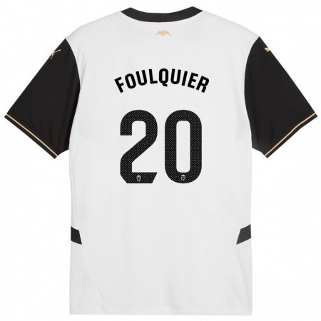 Kandiny Enfant Maillot Dimitri Foulquier #20 Blanc Noir Tenues Domicile 2024/25 T-Shirt