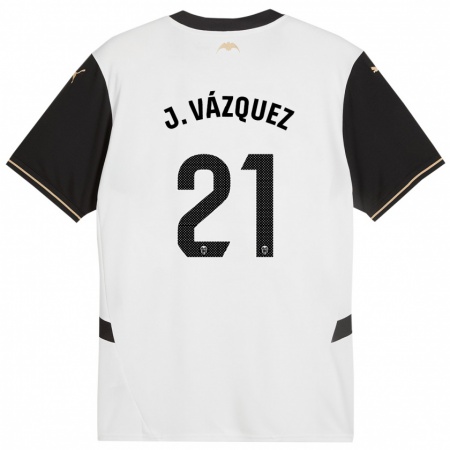 Kandiny Enfant Maillot Jesús Vázquez #21 Blanc Noir Tenues Domicile 2024/25 T-Shirt