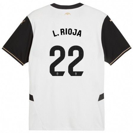 Kandiny Enfant Maillot Luis Rioja #22 Blanc Noir Tenues Domicile 2024/25 T-Shirt