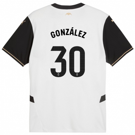 Kandiny Enfant Maillot Hugo González #30 Blanc Noir Tenues Domicile 2024/25 T-Shirt