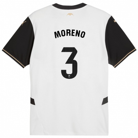 Kandiny Enfant Maillot Diego Moreno #3 Blanc Noir Tenues Domicile 2024/25 T-Shirt