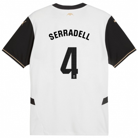 Kandiny Enfant Maillot Álex Serradell #4 Blanc Noir Tenues Domicile 2024/25 T-Shirt