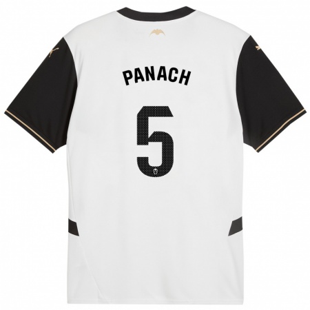 Kandiny Enfant Maillot Alejandro Panach #5 Blanc Noir Tenues Domicile 2024/25 T-Shirt