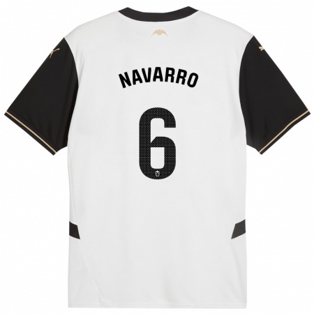 Kandiny Enfant Maillot Javi Navarro #6 Blanc Noir Tenues Domicile 2024/25 T-Shirt