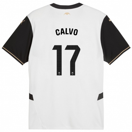 Kandiny Enfant Maillot Borja Calvo #17 Blanc Noir Tenues Domicile 2024/25 T-Shirt