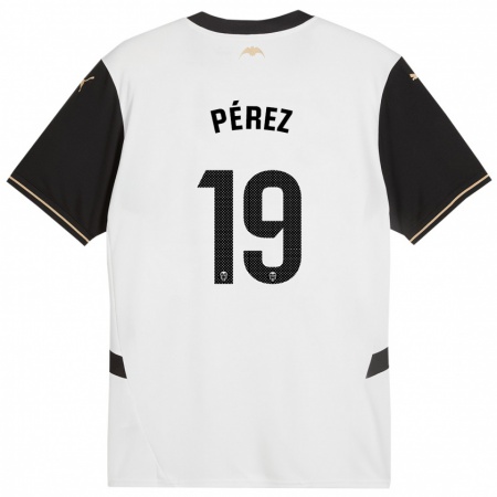 Kandiny Enfant Maillot Joselu Pérez #19 Blanc Noir Tenues Domicile 2024/25 T-Shirt