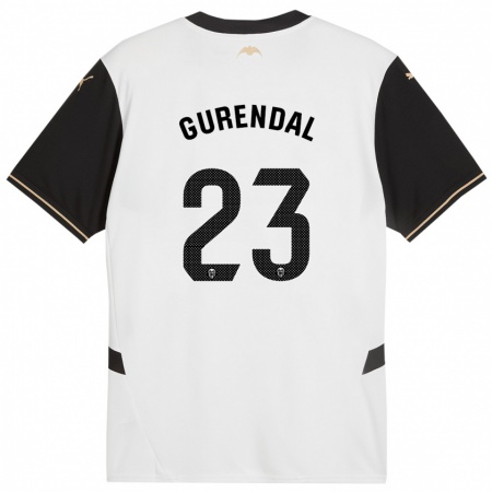 Kandiny Enfant Maillot Alexander Gurendal #23 Blanc Noir Tenues Domicile 2024/25 T-Shirt