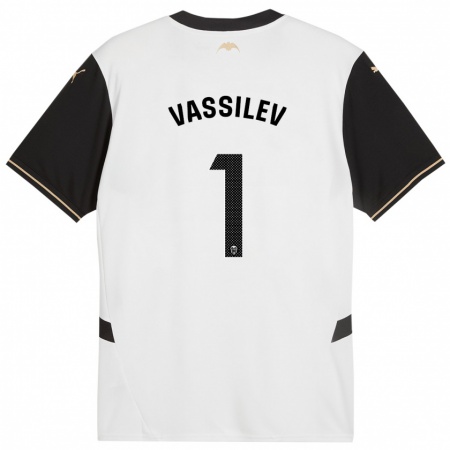 Kandiny Enfant Maillot David Vassilev #1 Blanc Noir Tenues Domicile 2024/25 T-Shirt