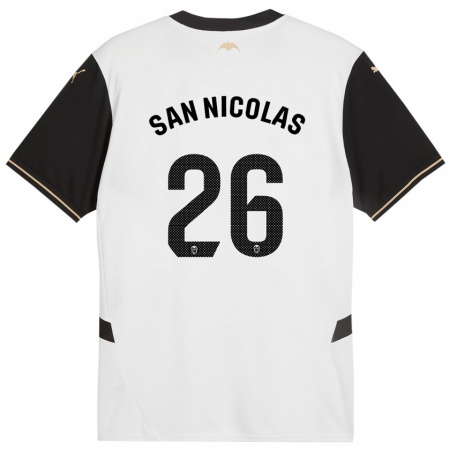 Kandiny Enfant Maillot Olga San Nicolas #26 Blanc Noir Tenues Domicile 2024/25 T-Shirt