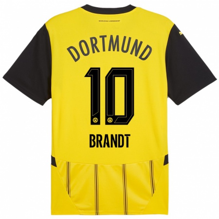 Kandiny Enfant Maillot Julian Brandt #10 Jaune Noir Tenues Domicile 2024/25 T-Shirt