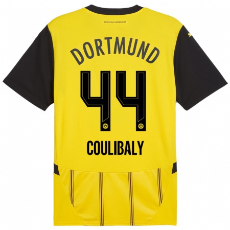 Kandiny Enfant Maillot Soumaïla Coulibaly #44 Jaune Noir Tenues Domicile 2024/25 T-Shirt